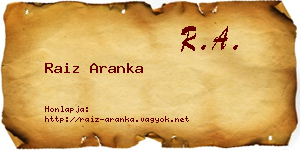 Raiz Aranka névjegykártya