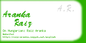 aranka raiz business card